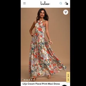 Lulus Lilja Cream Floral Print Maxi
